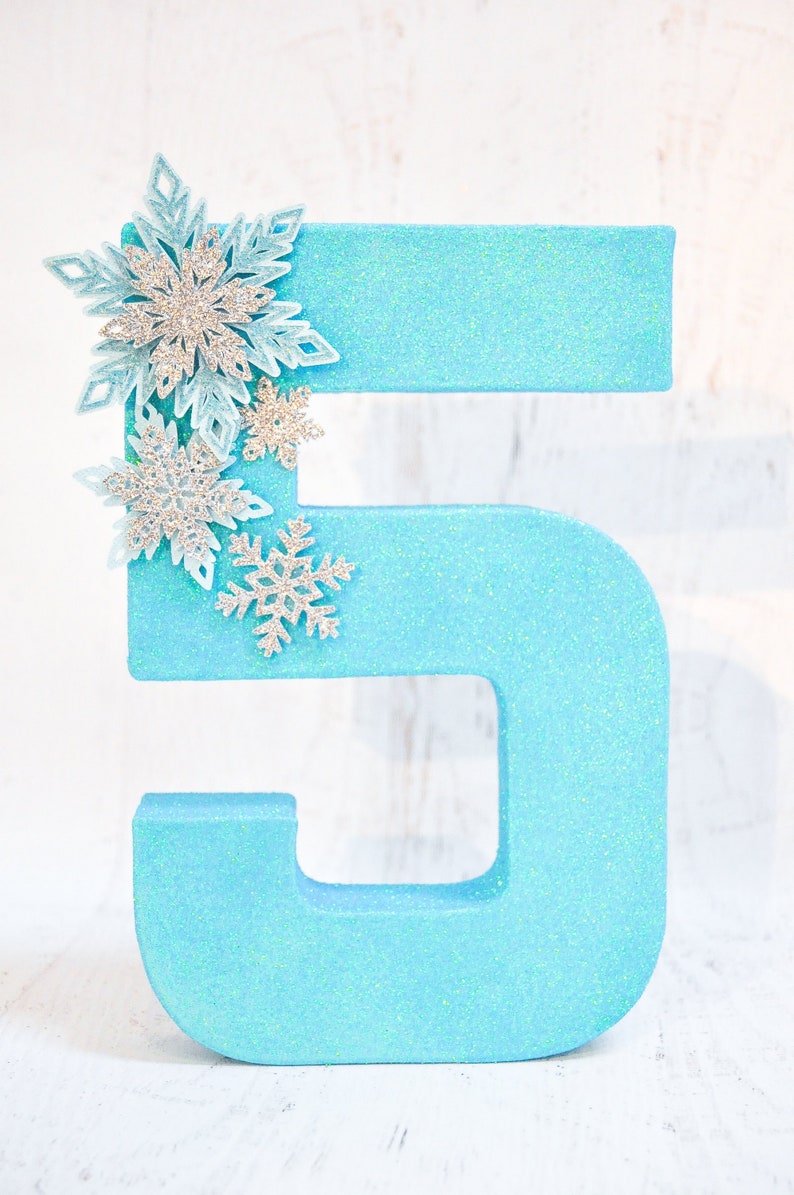 Frozen Birthday 8 Number Decoration Glitter Snowflakes Etsy