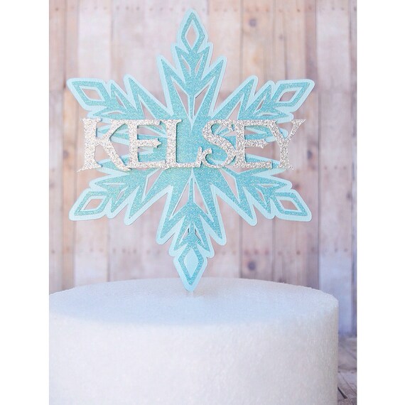 Snowflake Cake Decoration Name Topper / Winter Wonderland Cake