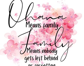 Lilo & Stitch Quote Digital Art File 16x20 Ohana Means Family Family Means No One Gets Left Behind