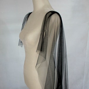 Soft English Tulle Wedding Cape Veil / Gothic Tulle Shoulder Veil with Flutter Sleeves in Black, Ivory, Diamond White or Champagne Black