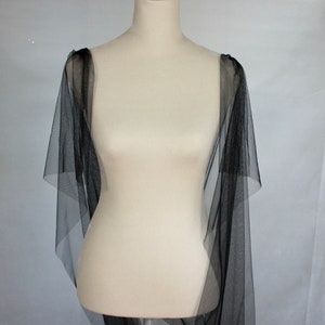 Soft English Tulle Wedding Cape Veil / Gothic Tulle Shoulder Veil with Flutter Sleeves in Black, Ivory, Diamond White or Champagne image 3