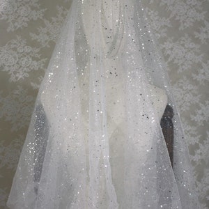 Diamond Sparkle Wedding Veil / Glitter Foil Tulle Bridal Veil / Silver Glitter Hand Dyed Tulle in Custom Colors