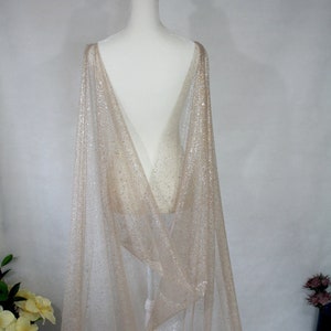 Sparkling Gold Silver Wedding Cape Veil / Soft Gold Foil Tulle Bridal Cape /  Shoulder Veil