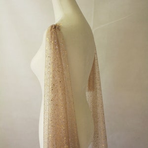 Sparkling Gold Silver Wedding Wings Veil / Soft Gold Foil Tulle Bridal Wings / Shoulder Veil image 1