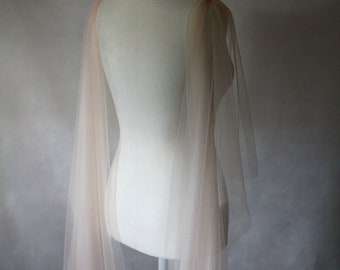 Soft English Tulle Wedding Wings / Blush Champagne Bridal Wings with Flutter Sleeves in Black, Ivory, Diamond White or Champagne