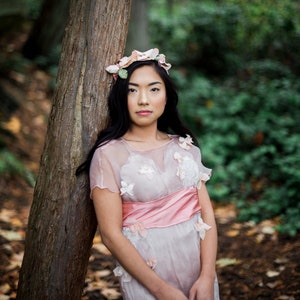 Seraphine Gown, Sheer Silk Wedding Dress with Flowers and Lace image 2