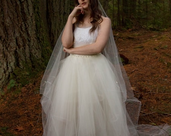 Tempest Gown / Tulle Wedding Dress /Straps / Silk / Tulle Skirt / Sequin / Beaded Gown