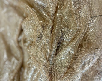 Metallic Tulle—Gold Knit Fabric by the yard