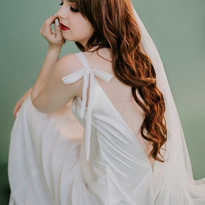 Celeste Gown | Simple and Elegant wedding  | Minimalist Silk Bridal Gown | Elopement Wedding Dress | Sheath Style with Sequins and Low Back