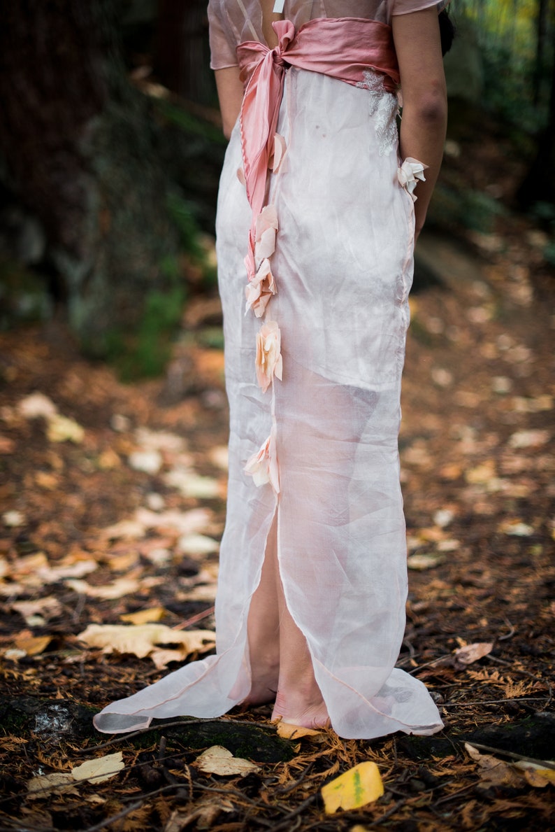 Seraphine Gown, Sheer Silk Wedding Dress with Flowers and Lace image 5