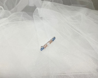 Pride Pin, Trans Flag Pin with Swarovski Crystals and Pearls