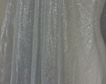 Metallic Tulle—Silver Knit Fabric by the yard