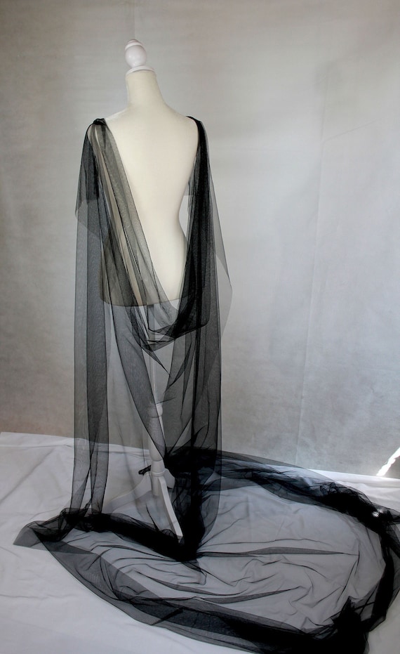 Soft English Tulle Wedding Cape Veil with Flutter Sleeves