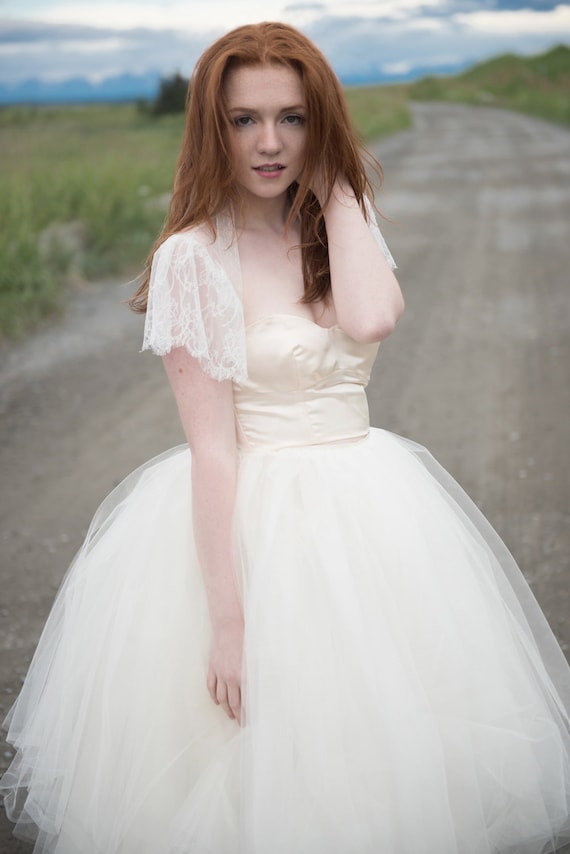 flutter sleeve lace wedding dress