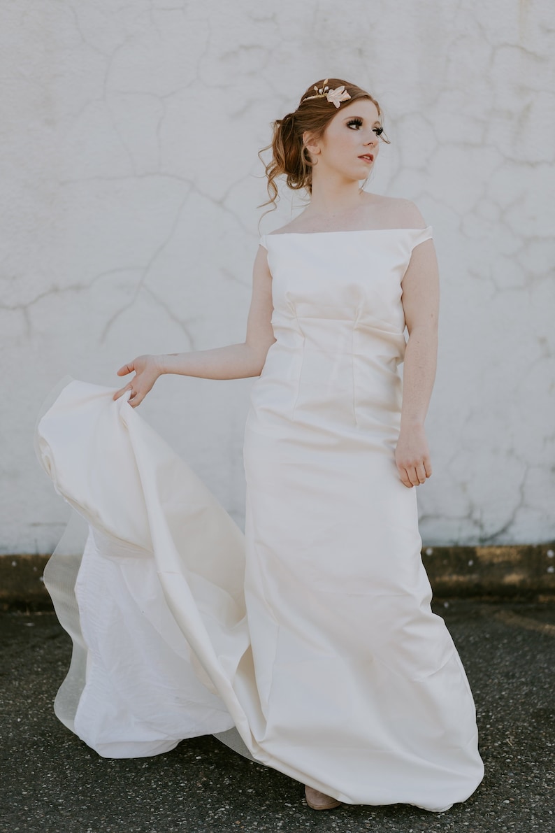 Jacqueline Gown Off Shoulder Wedding Dress Silk Taffeta Etsy