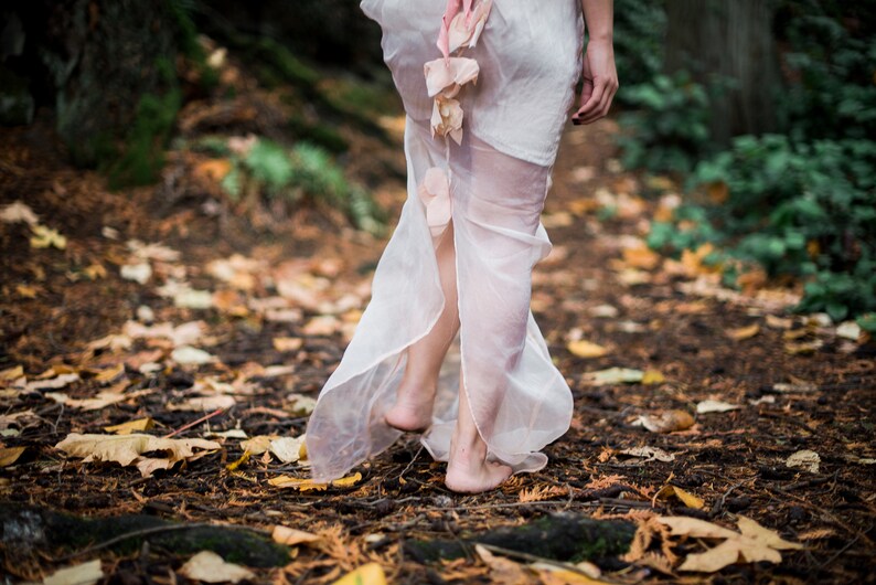 Seraphine Gown, Sheer Silk Wedding Dress with Flowers and Lace image 6