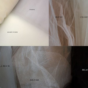 Simple Wedding Veil / Tulle Drop Veil / Cathedral Length / Ivory / Blush / Cut Edge image 10