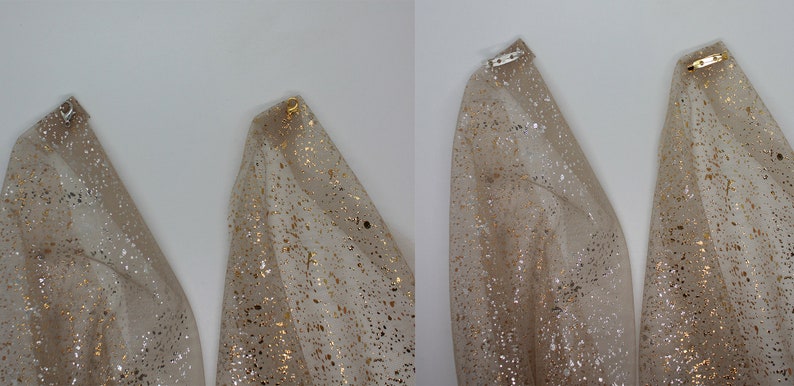 Sparkling Gold Silver Wedding Wings Veil / Soft Gold Foil Tulle Bridal Wings / Shoulder Veil image 9