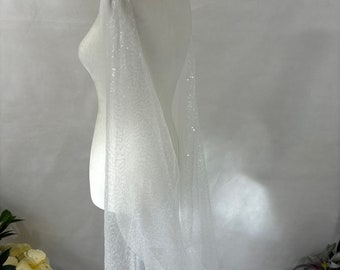 Sparkling Sequin Wedding Cape Veil / Glittering Tulle Bridal Cape / Shoulder Veil / Crystal Clear Sequin Hand Dyed Tulle in Custom Colors