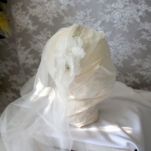 Floral and Beaded Juliet Cap Wedding Veil with Soft English Tullemultiple colors and lengths available image 8