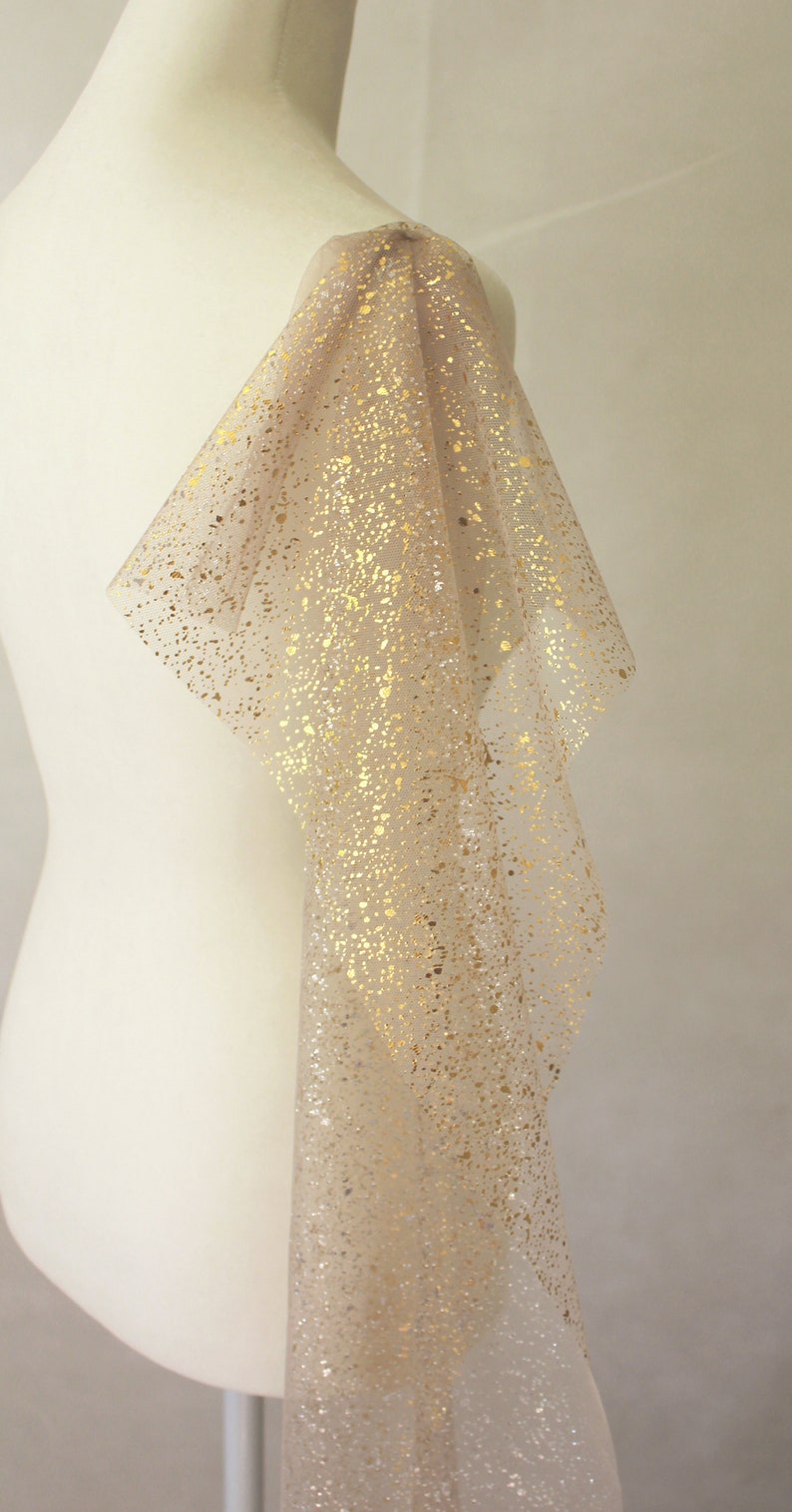 Sparkling Gold Silver Wedding Wings Veil / Soft Gold Foil Tulle Bridal Wings / Shoulder Veil image 6