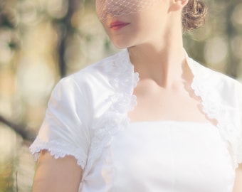 Beaded Birdcage Veil / Bandeau Style / For Casual Wedding or Elopement