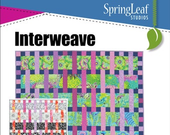 Interweave PDF Quilt Pattern, Great for large scale prints,  Baby, Throw, Twin and Queen sizes