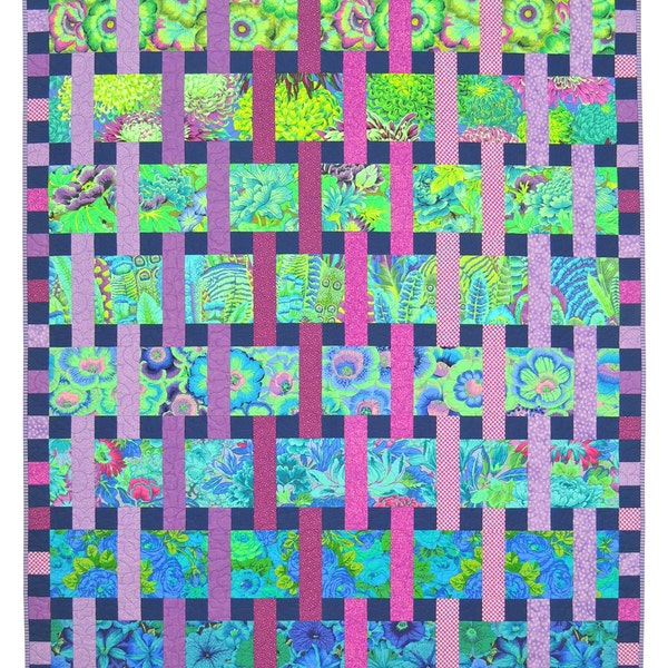 Interweave PDF Quilt Pattern, Great for large scale prints,  Baby, Throw, Twin and Queen sizes