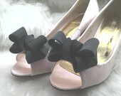 Handgefertigte 1 Paar schwarz matt Bögen Schuh Hochzeits Schuhclips, Brautjungfer Schuhclips, Clips, oder Haare Bögen, Frauen Schuhclips