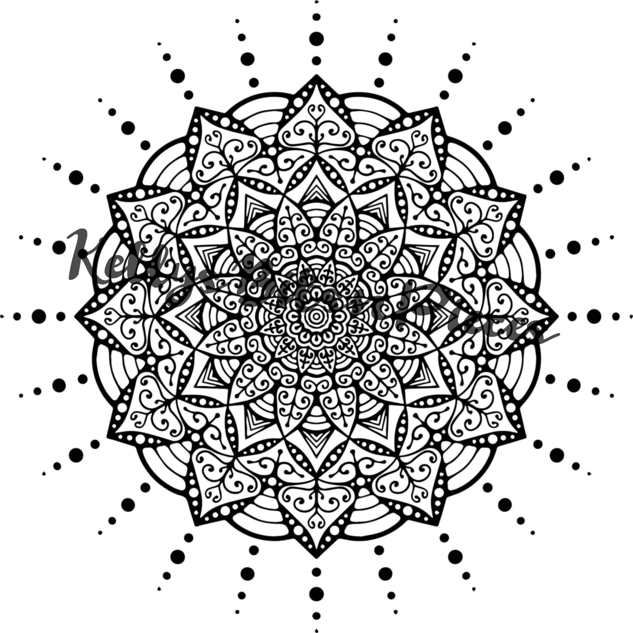 Download Large Detailed Mandala Svg With Dots Etsy