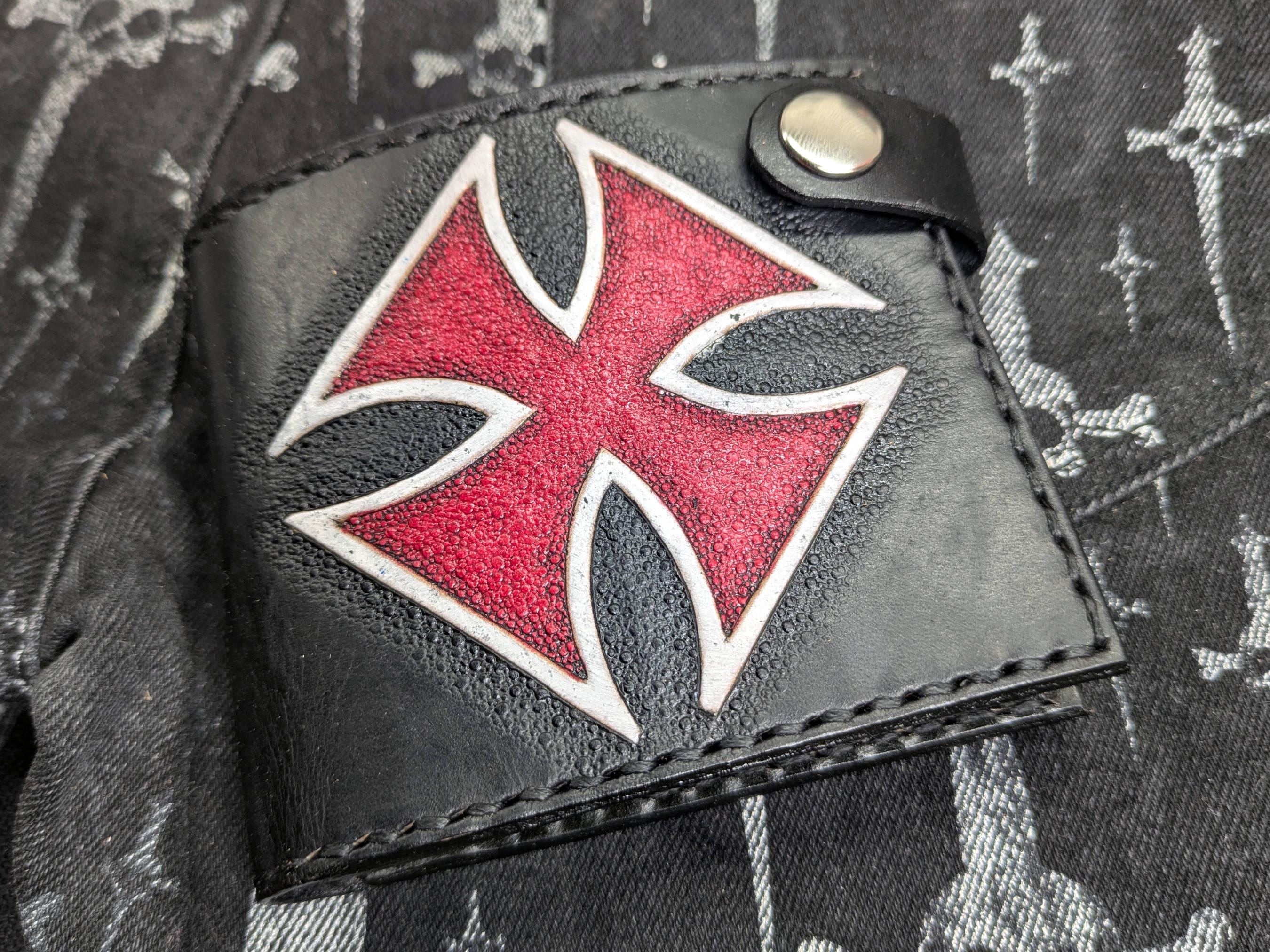 Handcrafted Iron Cross Leather Wallet - Gothic Biker Style - Etsy