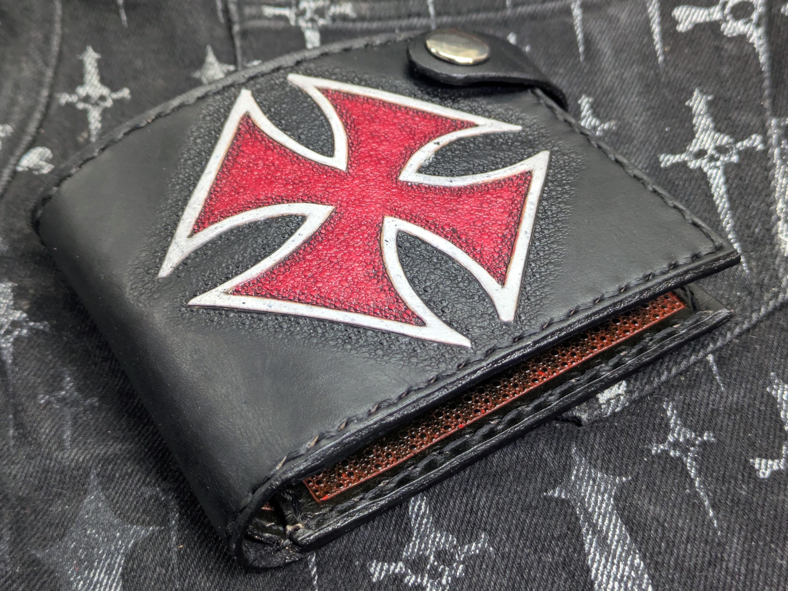 Handcrafted Iron Cross Leather Wallet - Gothic Biker Style - Etsy
