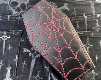 Coffin leather wallet spider web