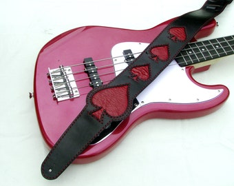 Handmade Guitar/Bass Strap - Rock Your Style with Red Ace of Spades Design