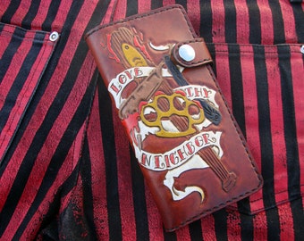 Cow leather wallet style biker Love Thy Neighbor