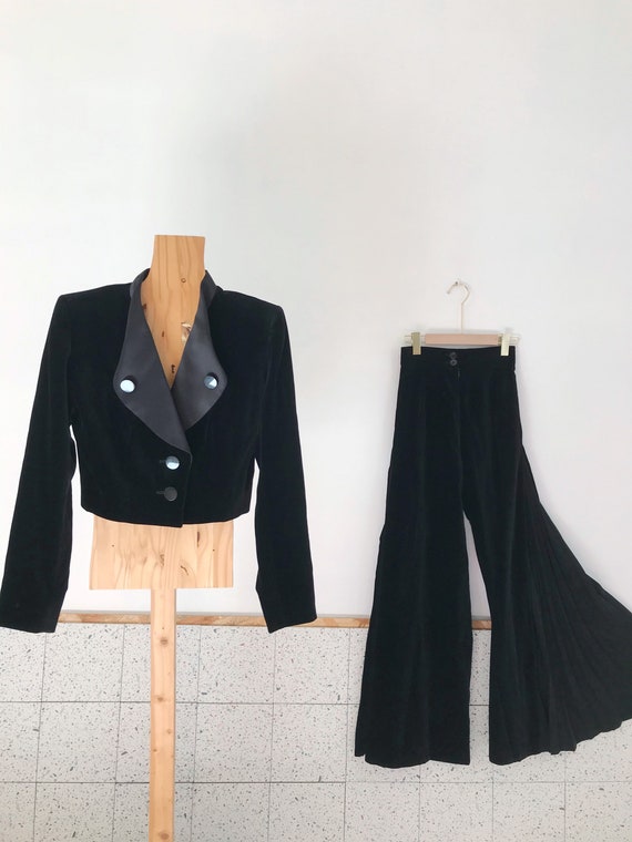 Ensemble Veste Et Pantalon Smoking Yves Saint Laurent Vintage En Velours 80 s Taille XXS Etsy