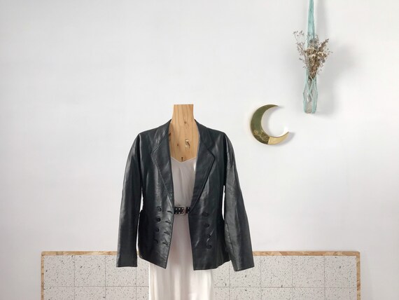Veste Vintage En Cuir Noir Azzedine 