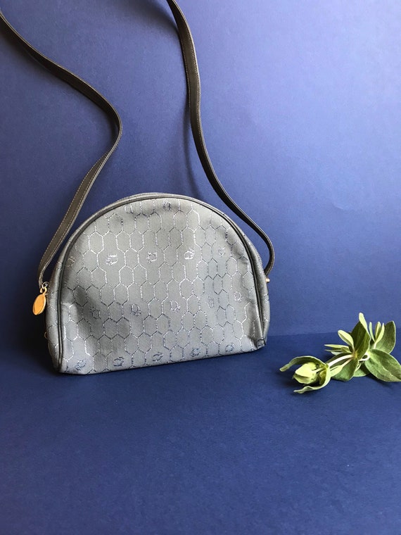 Petit sac vintage Christian Dior en toile grise m… - image 4