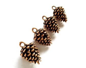 16 Pine cone charms antique bronze tone BC25