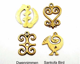 1 Brass Adinkra Symbol Pendant/Charm - 30-5-2