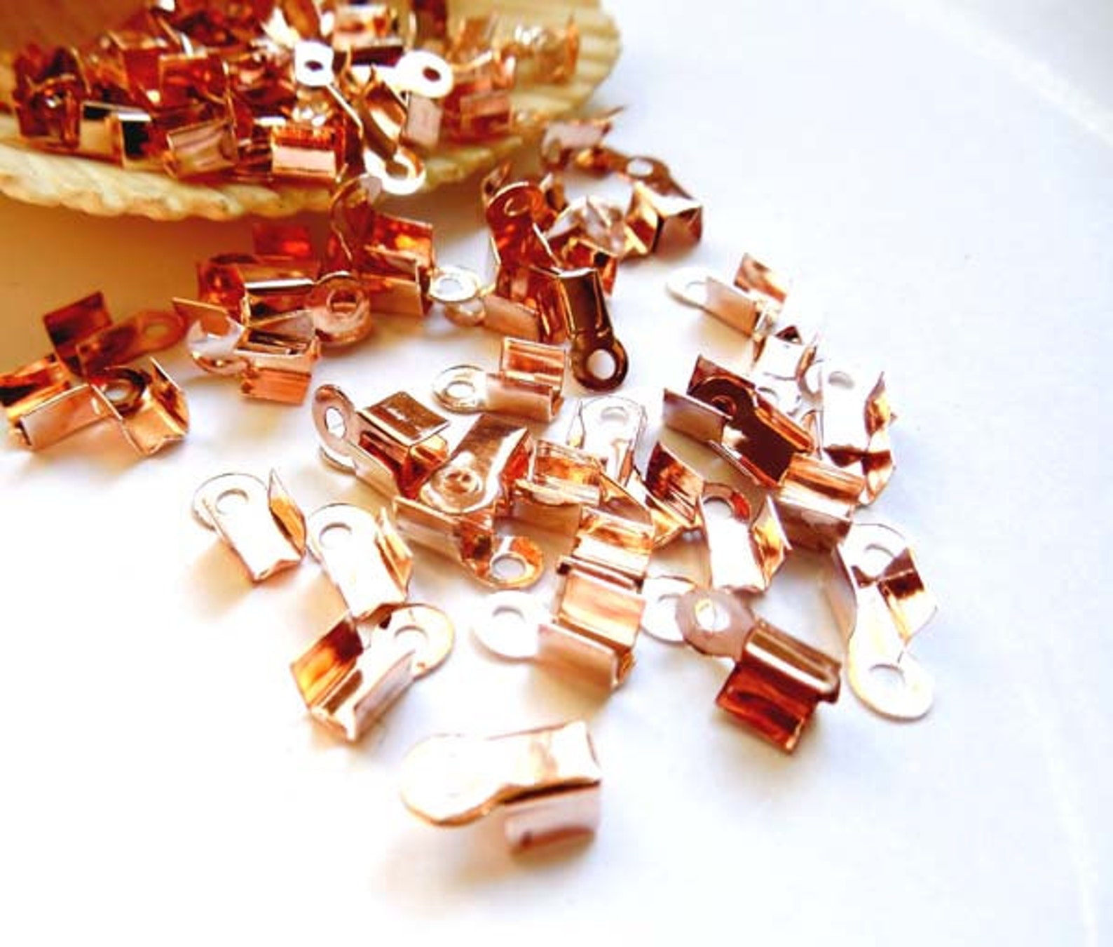 50 Rose Gold Plated Cord Crimp End Caps Jewelry Making Etsy