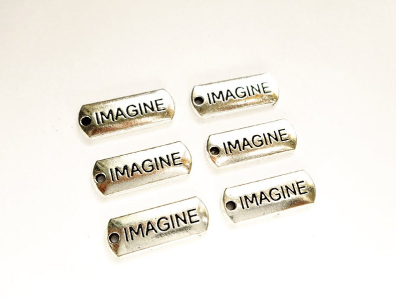 22-10-1 6 Antique Silver Imagine Word Charms