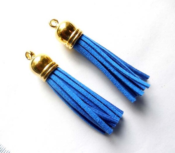 ブルータッセルチャーム/ペンダント2個 - 22-35-10 - Etsy 日本