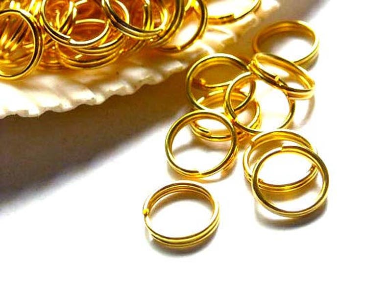 50 Or 100 Gold Plated Double Loop Split Jump Rings 8mm 8-15 image 1