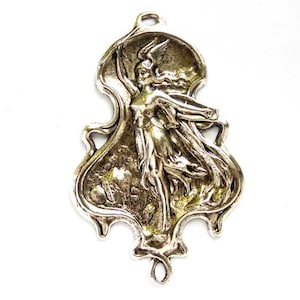 1 Antique Silver Goddess Athena Connector/Charm - 1-80