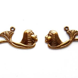 2 Antique Brass Egyptian Pharaoh Charms - 21-33-5