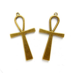 2 Antique Bronze Ankh Pendant/Charms - 36-01-A