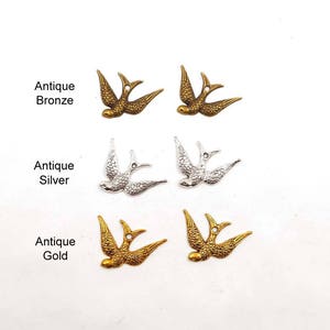 10 Antique Bronze, Antique Silver Or Antique Gold Swooping Swallow Charms, Jewelry Making - 32-12