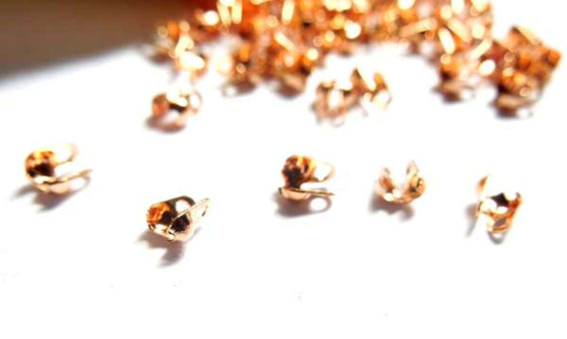 50 Rose Gold Plated Calottes/clamshell End Cap Terminators Etsy