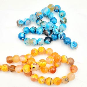 10 Fire Agate Faceted Frosted Round Beads - 24-65